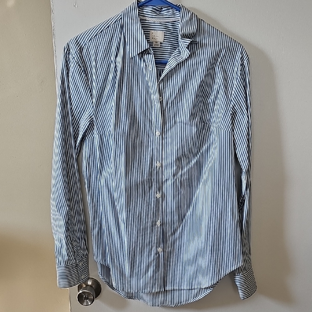 Blue Striped Women's Dress Shirt XS